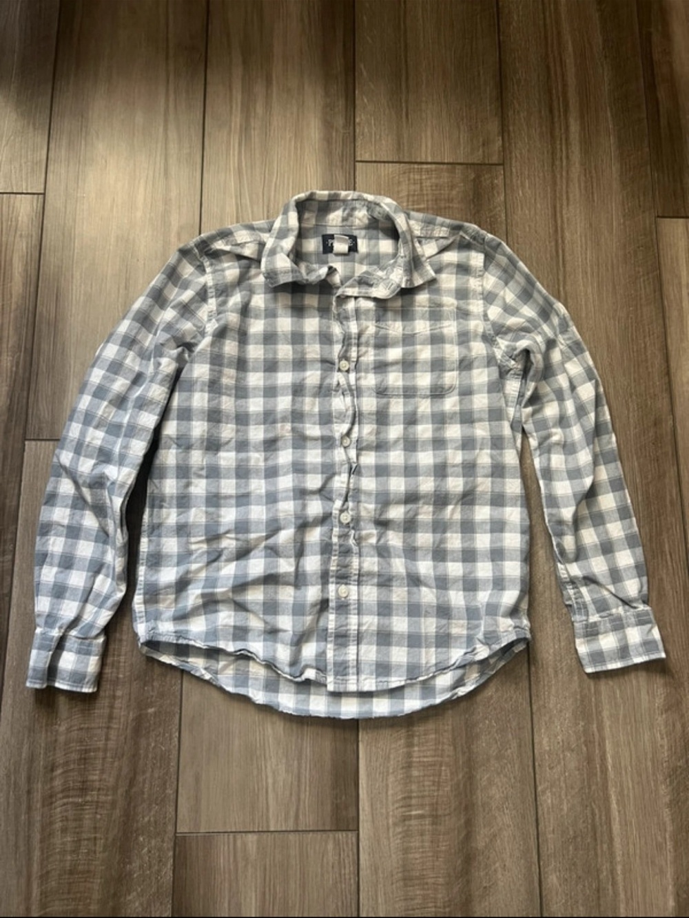 Place Boys Grey & White Gingham Button-Down Shirt